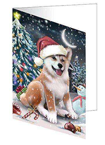 Have a Holly Jolly Christmas Shiba Inu Dog in Holiday Background Handmade Artwork Assorted Pets Greeting Cards and Note Cards with Envelopes for All Occasions and Holiday Seasons D310