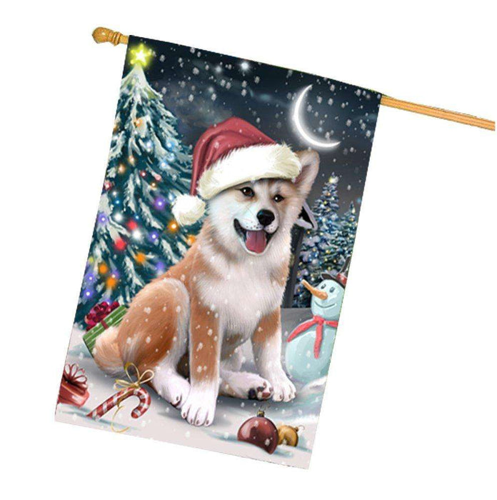 Have a Holly Jolly Christmas Shiba Inu Dog in Holiday Background House Flag