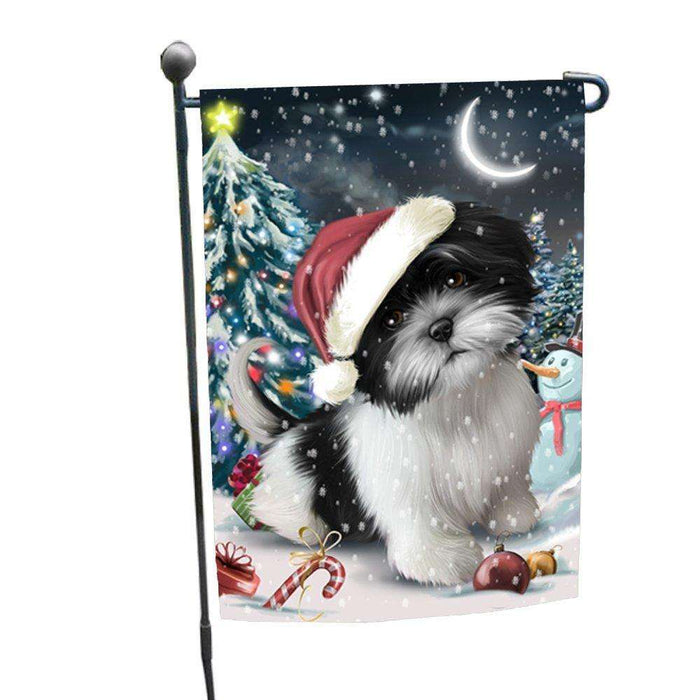 Have a Holly Jolly Christmas Shih Tzu Dog in Holiday Background Garden Flag D210