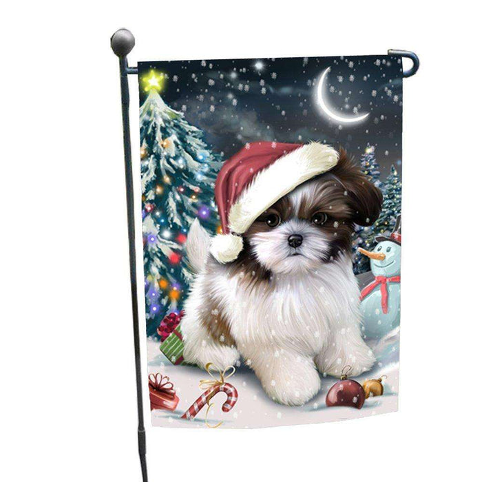 Have a Holly Jolly Christmas Shih Tzu Dog in Holiday Background Garden Flag D211