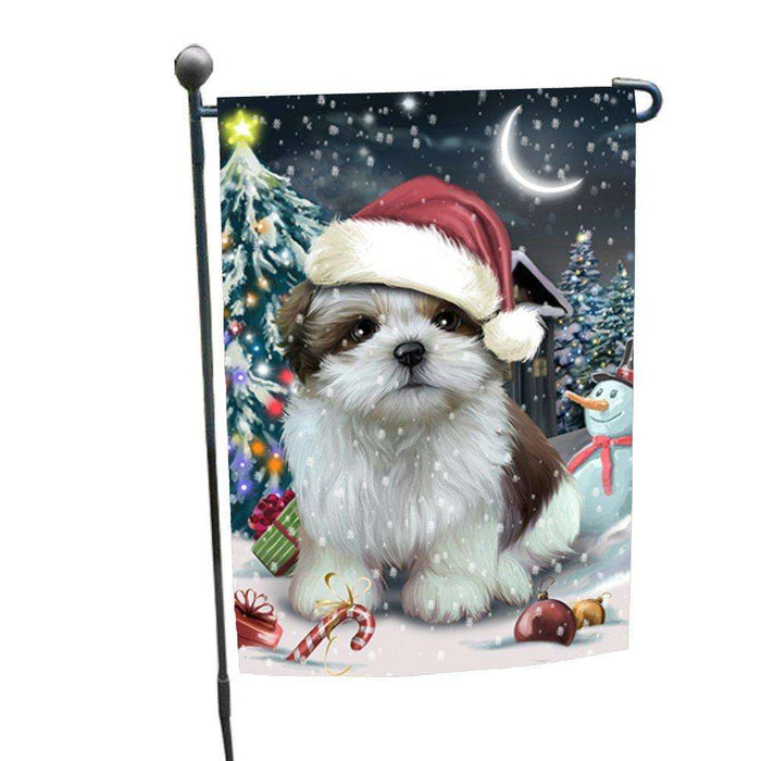 Have a Holly Jolly Christmas Shih Tzu Dog in Holiday Background Garden Flag D212