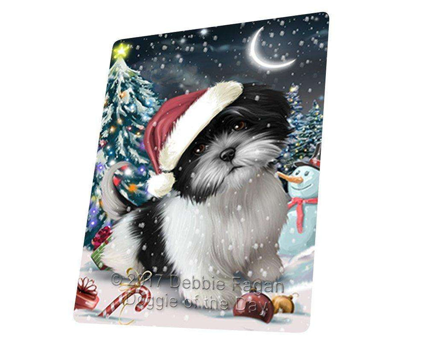 Have a Holly Jolly Christmas Shih Tzu Dog in Holiday Background Tempered Cutting Board D210
