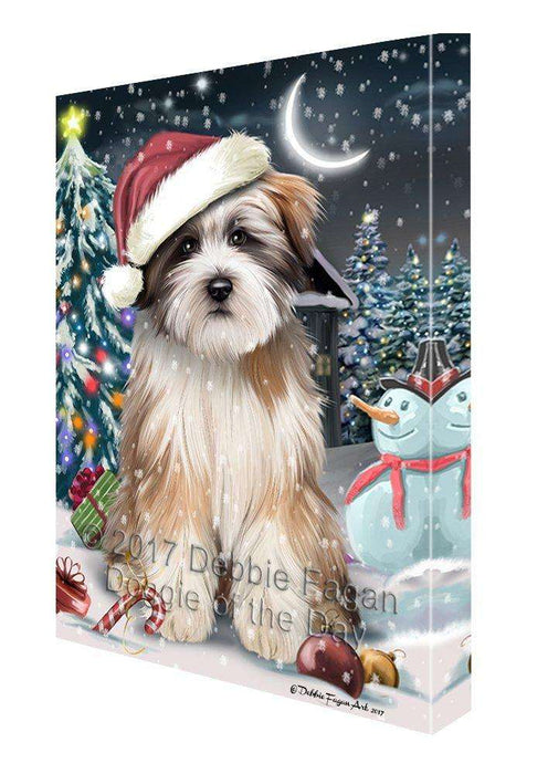 Have a Holly Jolly Christmas Tibetan Terrier Dog in Holiday Background Canvas Wall Art D129