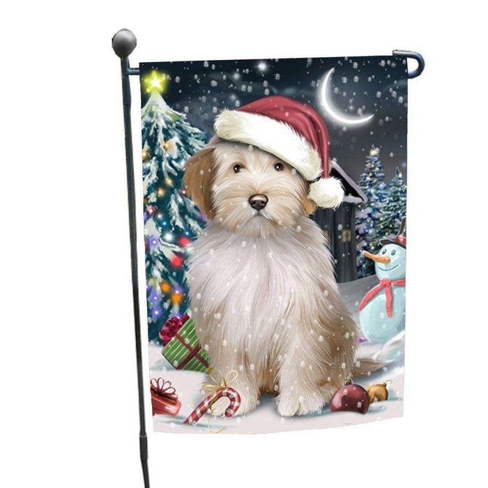 Have a Holly Jolly Christmas Tibetan Terrier Dog in Holiday Background Garden Flag D126