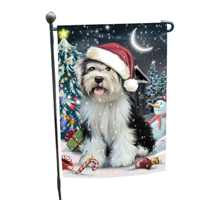 Have a Holly Jolly Christmas Tibetan Terrier Dog in Holiday Background Garden Flag D127