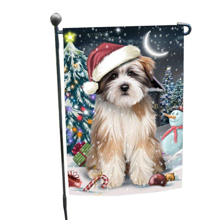 Have a Holly Jolly Christmas Tibetan Terrier Dog in Holiday Background Garden Flag D129