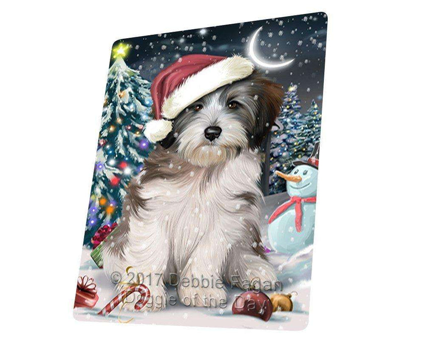 Have a Holly Jolly Christmas Tibetan Terrier Dog in Holiday Background Large Refrigerator / Dishwasher Magnet D128