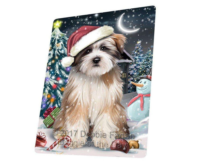 Have a Holly Jolly Christmas Tibetan Terrier Dog in Holiday Background Large Refrigerator / Dishwasher Magnet D129