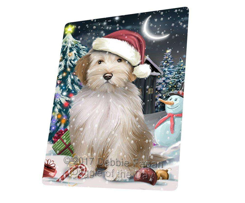 Have a Holly Jolly Christmas Tibetan Terrier Dog in Holiday Background Tempered Cutting Board D126