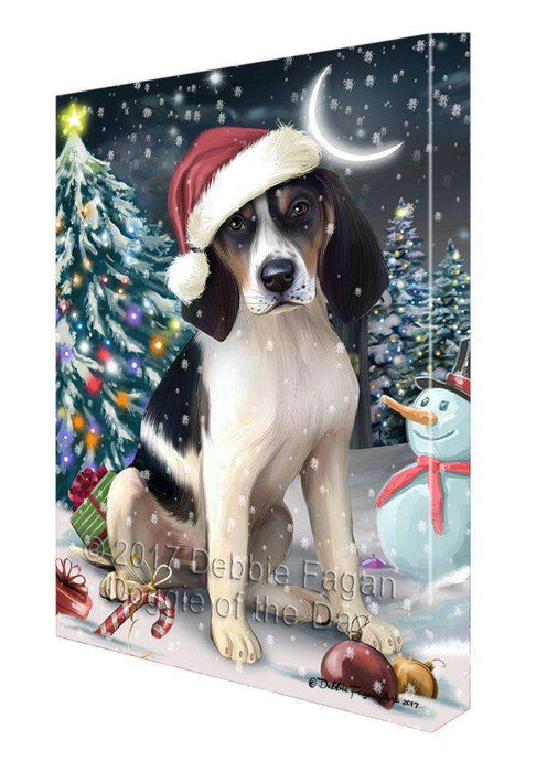 Have a Holly Jolly Christmas Treeing Walker Coonhound Dog in Holiday Background Canvas Wall Art D166