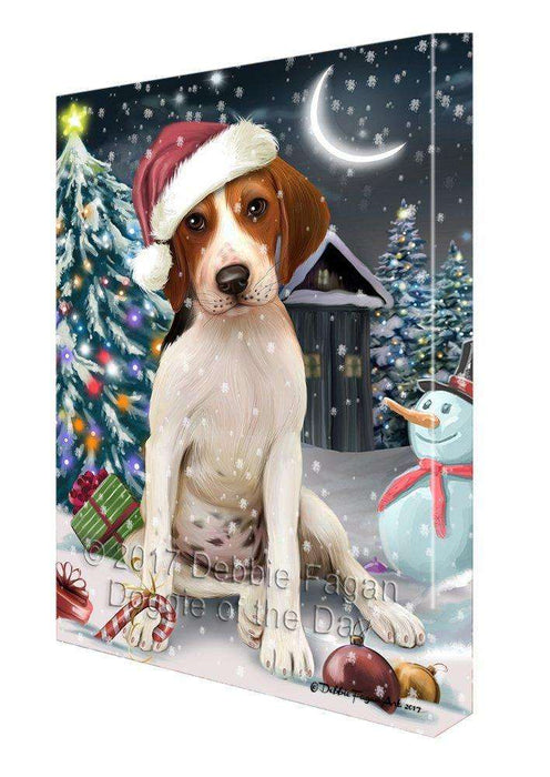Have a Holly Jolly Christmas Treeing Walker Coonhound Dog in Holiday Background Canvas Wall Art D167