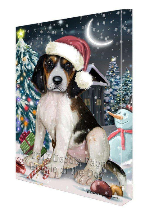Have a Holly Jolly Christmas Treeing Walker Coonhound Dog in Holiday Background Canvas Wall Art D168