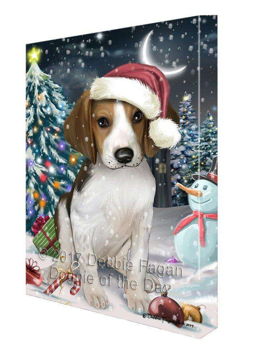 Have a Holly Jolly Christmas Treeing Walker Coonhound Dog in Holiday Background Canvas Wall Art D169