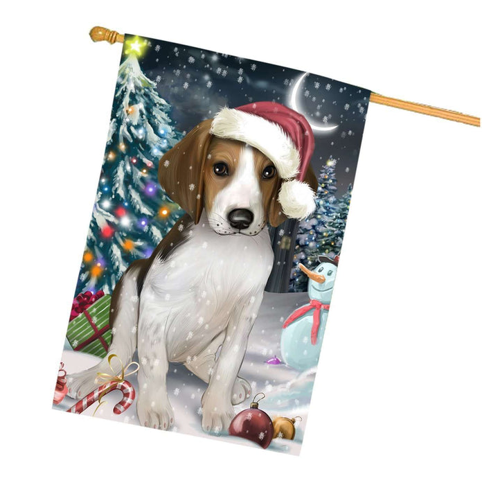 Have a Holly Jolly Christmas Treeing Walker Coonhound Dog in Holiday Background House Flag