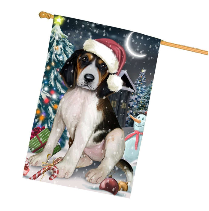 Have a Holly Jolly Christmas Treeing Walker Coonhound Dog in Holiday Background House Flag
