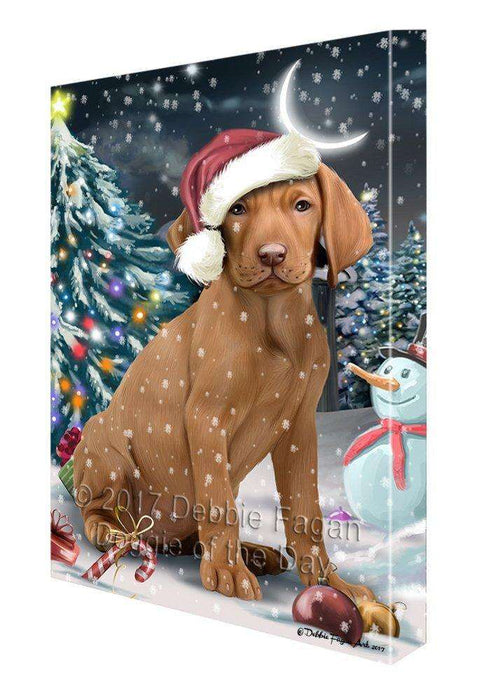 Have a Holly Jolly Christmas Vizsla Dog in Holiday Background Canvas Wall Art D042