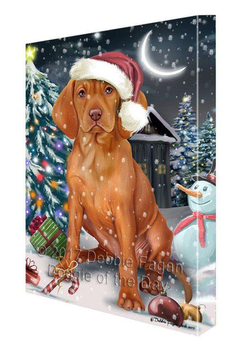 Have a Holly Jolly Christmas Vizsla Dog in Holiday Background Canvas Wall Art D045