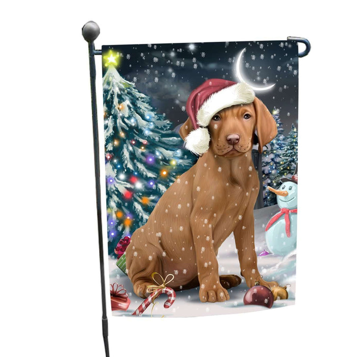 Have a Holly Jolly Christmas Vizsla Dog in Holiday Background Garden Flag D042