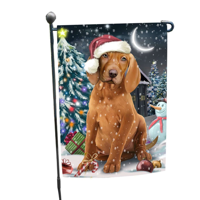 Have a Holly Jolly Christmas Vizsla Dog in Holiday Background Garden Flag D044
