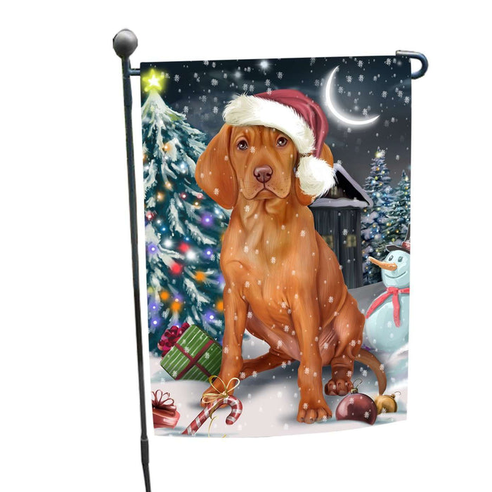 Have a Holly Jolly Christmas Vizsla Dog in Holiday Background Garden Flag D045