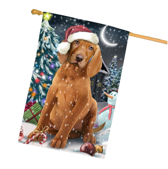 Have a Holly Jolly Christmas Vizsla Dog in Holiday Background House Flag HF446
