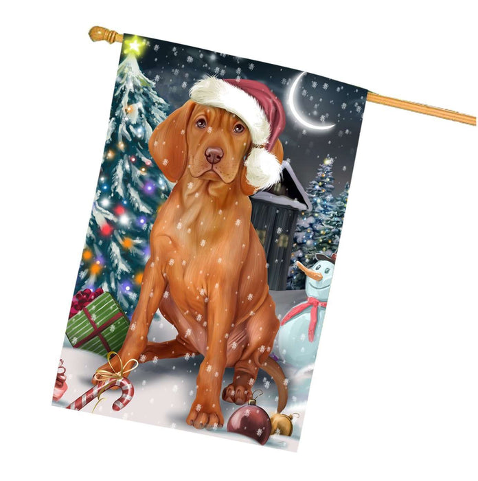 Have a Holly Jolly Christmas Vizsla Dog in Holiday Background House Flag HF447