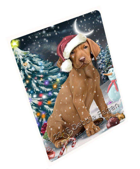 Have a Holly Jolly Christmas Vizsla Dog in Holiday Background Tempered Cutting Board D037
