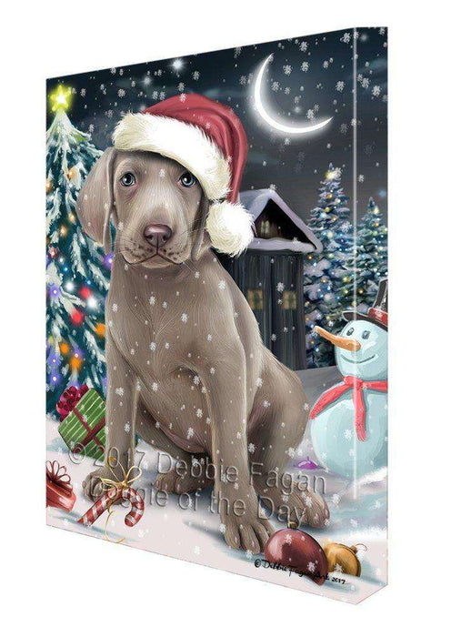 Have a Holly Jolly Christmas Weimaraner Dog in Holiday Background Canvas Wall Art D171