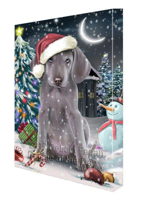 Have a Holly Jolly Christmas Weimaraner Dog in Holiday Background Canvas Wall Art D172
