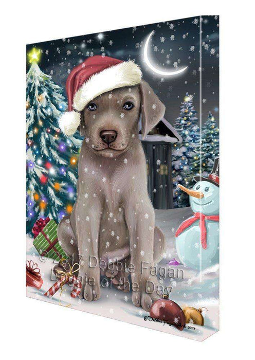 Have a Holly Jolly Christmas Weimaraner Dog in Holiday Background Canvas Wall Art D173