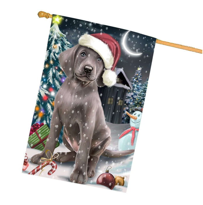 Have a Holly Jolly Christmas Weimaraner Dog in Holiday Background House Flag