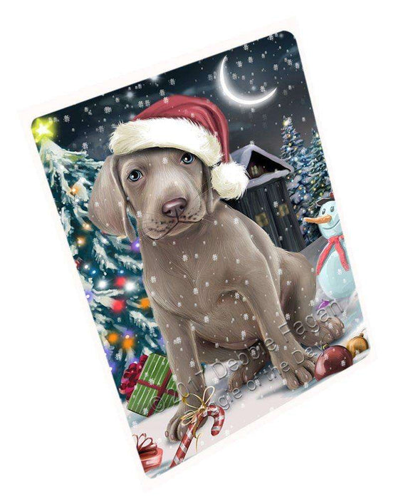 Have a Holly Jolly Christmas Weimaraner Dog in Holiday Background Tempered Cutting Board D171