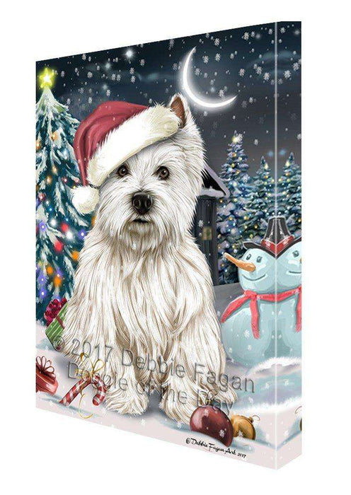 Have a Holly Jolly Christmas West Highland White Terrier Dog in Holiday Background Canvas Wall Art D045