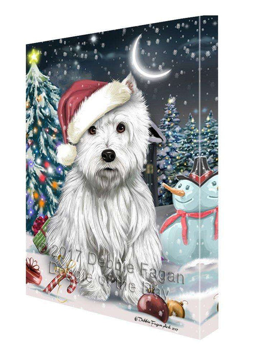 Have a Holly Jolly Christmas West Highland White Terrier Dog in Holiday Background Canvas Wall Art D046