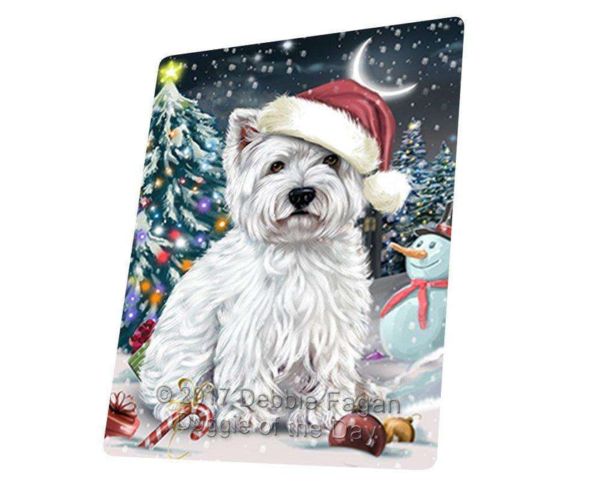 Have a Holly Jolly Christmas West Highland White Terrier Dog in Holiday Background Large Refrigerator / Dishwasher Magnet D061