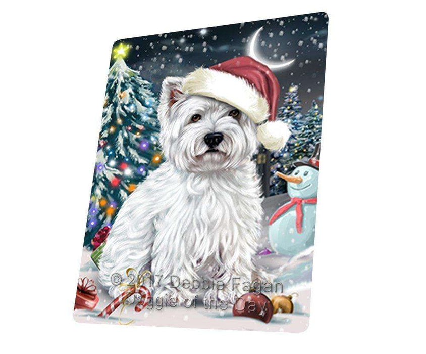 Have a Holly Jolly Christmas West Highland White Terrier Dog in Holiday Background Tempered Cutting Board D061