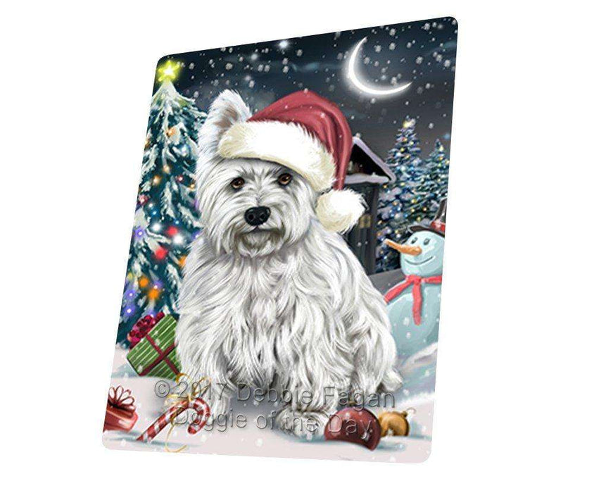 Have a Holly Jolly Christmas West Highland White Terrier Dog in Holiday Background Tempered Cutting Board D062