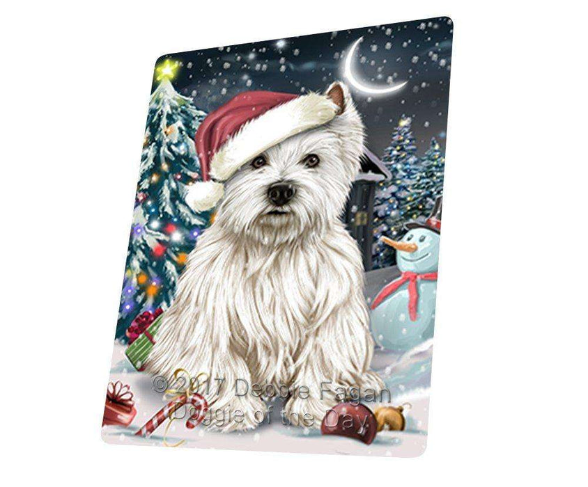 Have a Holly Jolly Christmas West Highland White Terrier Dog in Holiday Background Tempered Cutting Board D063