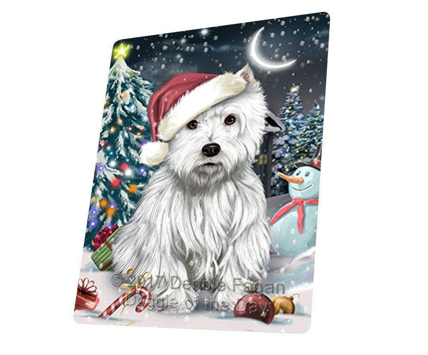Have a Holly Jolly Christmas West Highland White Terrier Dog in Holiday Background Tempered Cutting Board D064