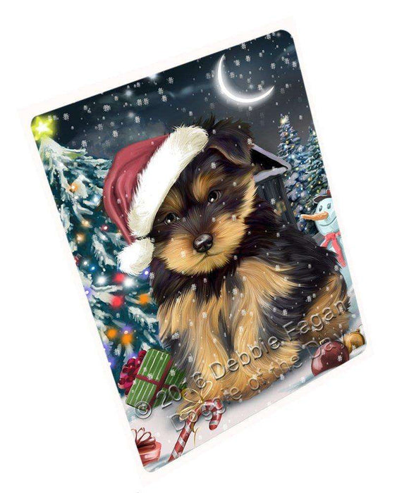 Have a Holly Jolly Christmas Yorkshire Terrier Dog in Holiday Background Tempered Cutting Board D049