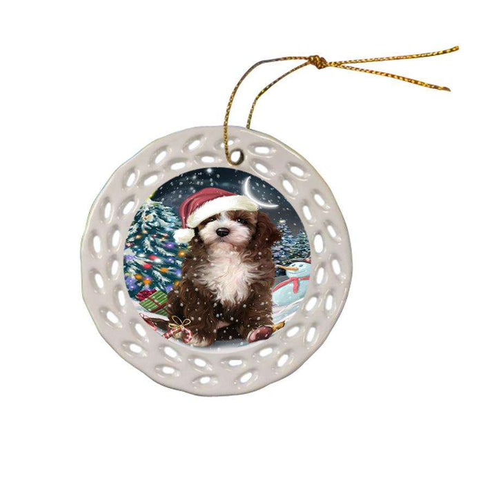 Have a Holly Jolly Cockapoo Dog Christmas  Ceramic Doily Ornament DPOR51646