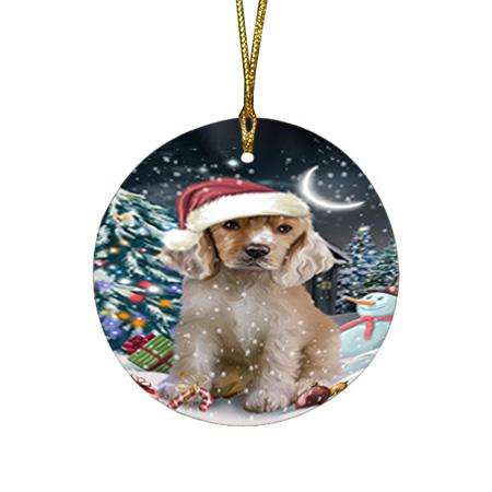 Have a Holly Jolly Cocker spaniel Dog Christmas  Round Flat Christmas Ornament RFPOR51639
