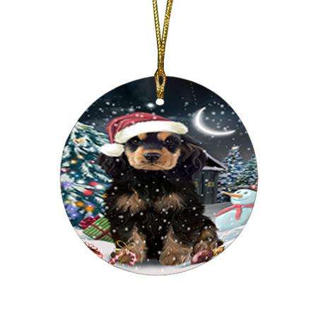 Have a Holly Jolly Cocker spaniel Dog Christmas  Round Flat Christmas Ornament RFPOR51640