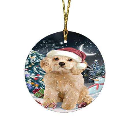 Have a Holly Jolly Cocker spaniel Dog Christmas  Round Flat Christmas Ornament RFPOR51641