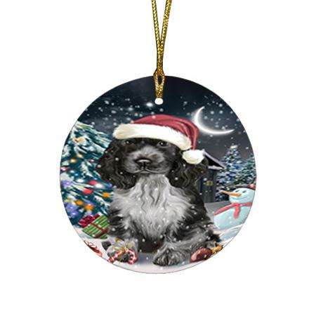 Have a Holly Jolly Cocker spaniel Dog Christmas  Round Flat Christmas Ornament RFPOR51642