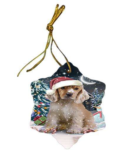 Have a Holly Jolly Cocker spaniel Dog Christmas  Star Porcelain Ornament SPOR51639