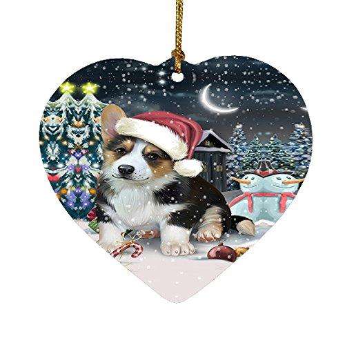 Have a Holly Jolly Corgi Dog Christmas Heart Ornament POR1876