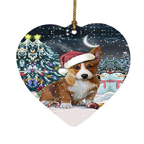 Have a Holly Jolly Corgi Dog Christmas Heart Ornament POR1878