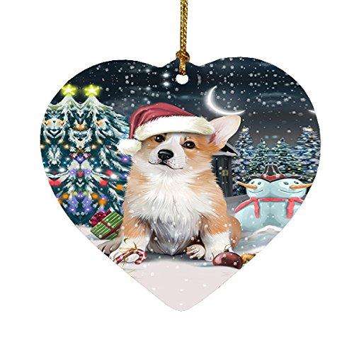 Have a Holly Jolly Corgi Dog Christmas Heart Ornament POR1879