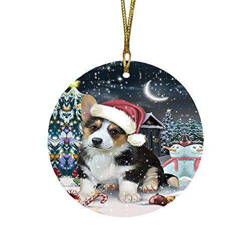 Have a Holly Jolly Corgi Dog Christmas Round Flat Ornament POR1346